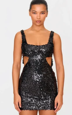 Sequin Side Cut Out Strappy Bodycon Dress-PrettyLittleThing Outlet
