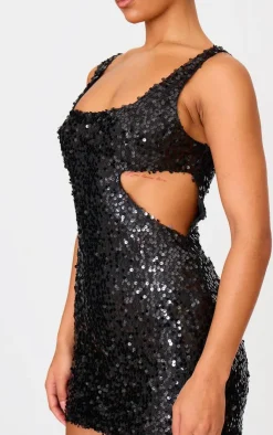 Sequin Side Cut Out Strappy Bodycon Dress-PrettyLittleThing Outlet