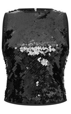 Sequin Sleeveless Long Top-PrettyLittleThing