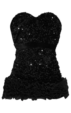 Sequin Strappy Tulle Frill Hem Bodycon Dress-PrettyLittleThing Discount