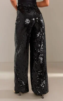 PrettyLittleThing Christmas Day Outfits*Sequin Tailored Wide Leg Pants