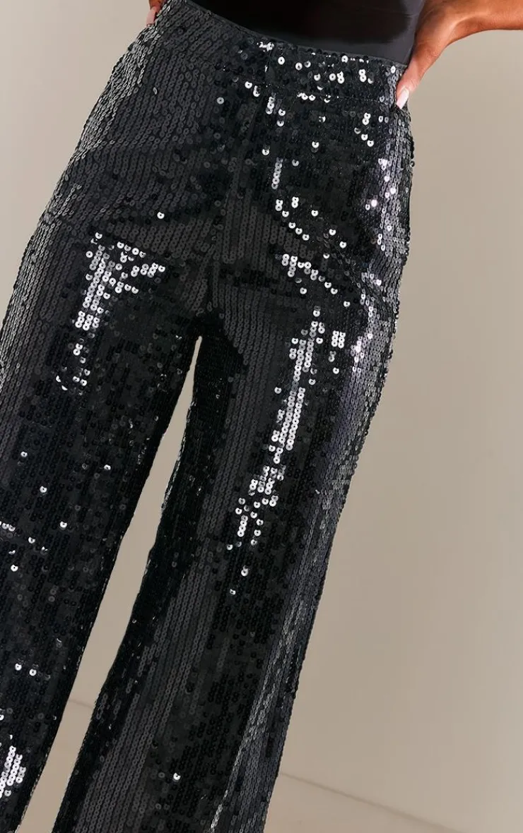 PrettyLittleThing Christmas Day Outfits*Sequin Tailored Wide Leg Pants