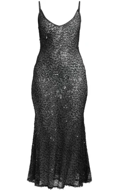 Sequin V Neck Maxi Dress-PrettyLittleThing Best