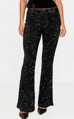 PrettyLittleThing Christmas Day Outfits*Sequin Velvet Flared Pants