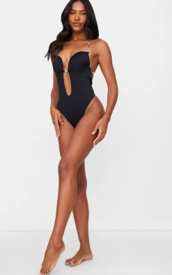Black Shapewear Plunge Bodysuit