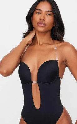 Black Shapewear Plunge Bodysuit