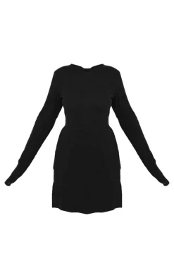 Outlet PrettyLittleThing Sheer Cheesecloth Textured Split Sleeve Long Top Black