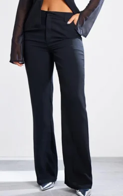 Online PrettyLittleThing Sheer Chiffon Wide Leg Pants Black