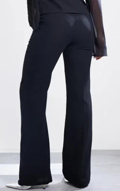 Online PrettyLittleThing Sheer Chiffon Wide Leg Pants Black