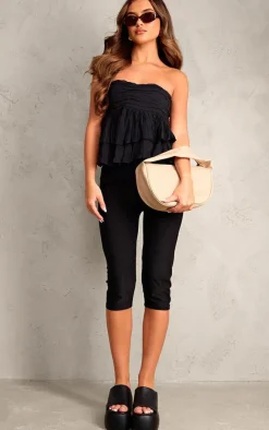 PrettyLittleThing Sleeveless Tops*Sheer Cotton Tiered Crop Top