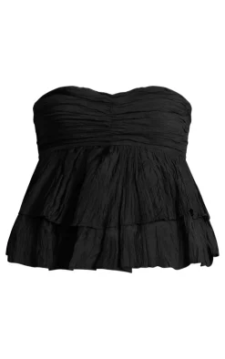 PrettyLittleThing Sleeveless Tops*Sheer Cotton Tiered Crop Top