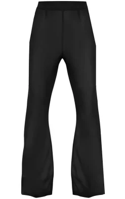 Hot PrettyLittleThing Sheer High Waisted Flared Pants Black