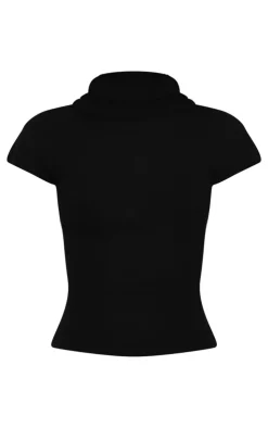 New PrettyLittleThing Sheer Knit High Neck Top Black