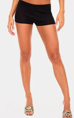 Discount PrettyLittleThing Sheer Knit Hot Pant Black