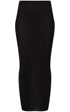 New PrettyLittleThing Sheer Knit Low Rise Maxi Skirt Black