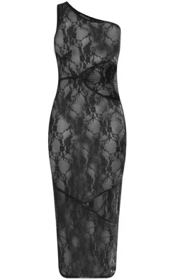 Sheer Lace One Shoulder Multi Cut Out Midaxi Dress-PrettyLittleThing Hot