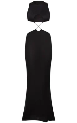 Sheer Textured Cut Out Cross Front Maxi Dress-PrettyLittleThing Online