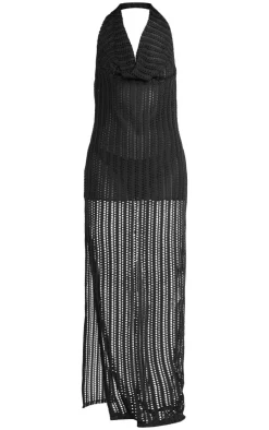 Sheer Textured Halterneck Maxi Dress-PrettyLittleThing Clearance