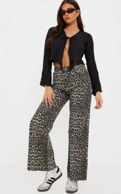 PrettyLittleThing Blouses*Sheer Textured Tie Front Blouse