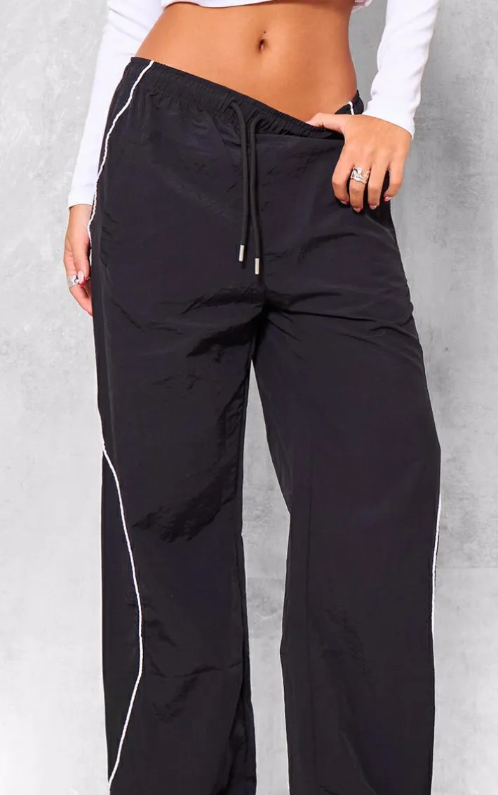 Black Shell Side Stripe Track Pants