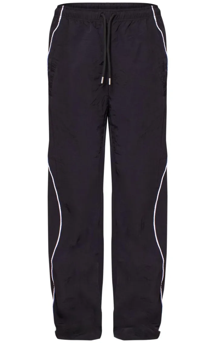 Black Shell Side Stripe Track Pants