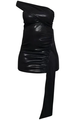 Shimmer One Shoulder Ruched Side Bodycon Mini Dress-PrettyLittleThing Hot