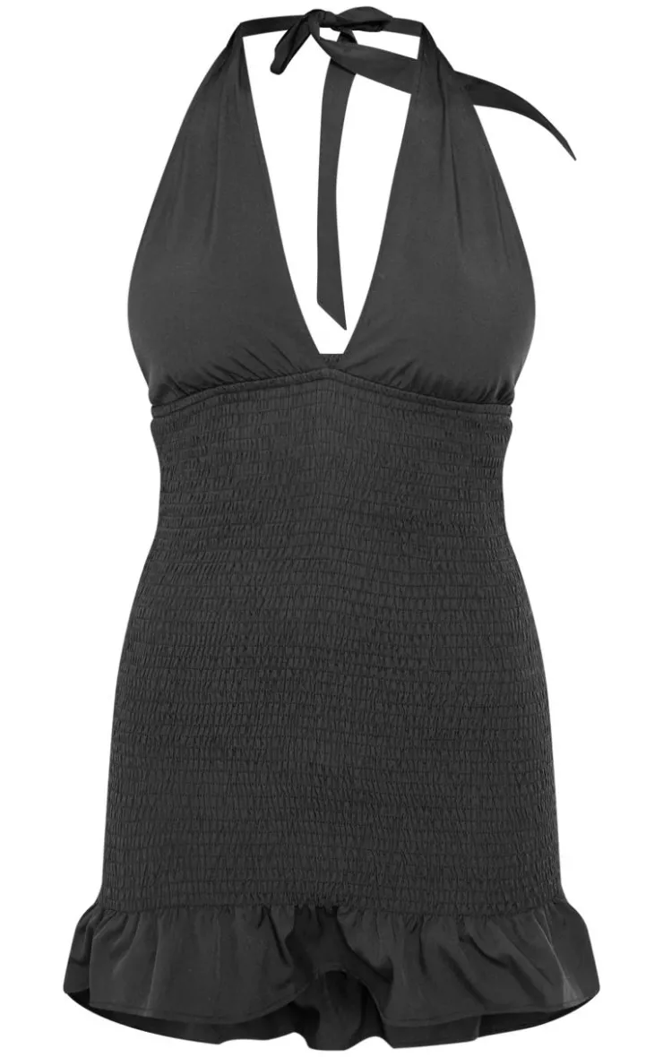 Shirred Halterneck Bodycon Dress-PrettyLittleThing Outlet