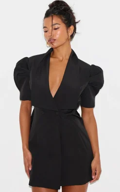 Short Sleeve Bow Back Blazer Dress-PrettyLittleThing Clearance