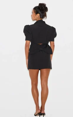 Short Sleeve Bow Back Blazer Dress-PrettyLittleThing Clearance