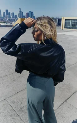 PrettyLittleThing Bomber Jackets*Shoulder Padded Cropped Bomber Jacket