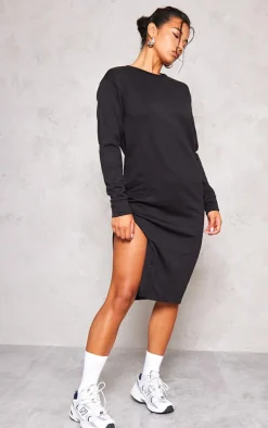 Side Split Oversized Midi Sweatshirt Dress-PrettyLittleThing Hot