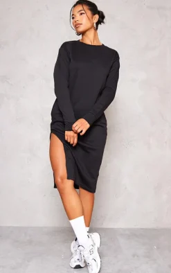 Side Split Oversized Midi Sweatshirt Dress-PrettyLittleThing Hot