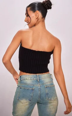 PrettyLittleThing Tube Tops*Silver Trim Chunky Knit Bandeau Top