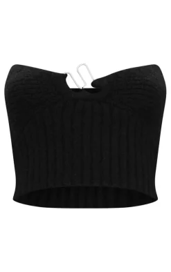 PrettyLittleThing Tube Tops*Silver Trim Chunky Knit Bandeau Top