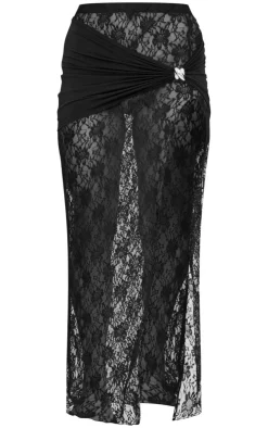 Skirt Overlay Detail Lace Maxi Skirt-PrettyLittleThing Online