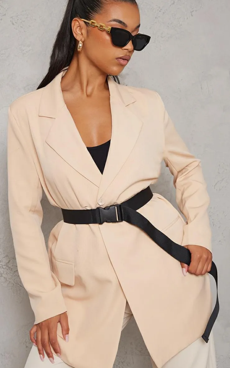 PrettyLittleThing Black Belts*Slider Buckle Tape Belt