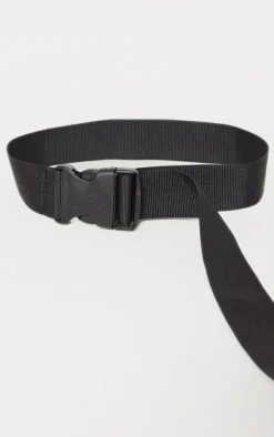 PrettyLittleThing Black Belts*Slider Buckle Tape Belt