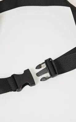 PrettyLittleThing Black Belts*Slider Buckle Tape Belt