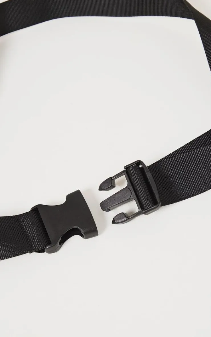 PrettyLittleThing Black Belts*Slider Buckle Tape Belt