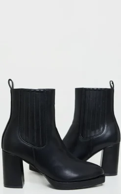 PrettyLittleThing Platforms*Slight Platform Chelsea Basic Heeled Ankle Boots