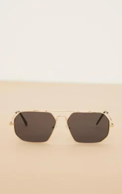 PrettyLittleThing Aviator Sunglasses*Slim Gold Hardware Aviator Sunglasses
