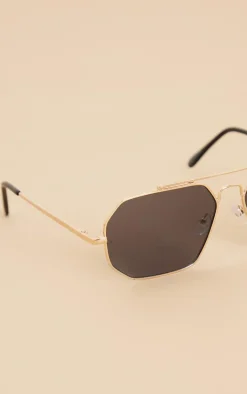 PrettyLittleThing Aviator Sunglasses*Slim Gold Hardware Aviator Sunglasses