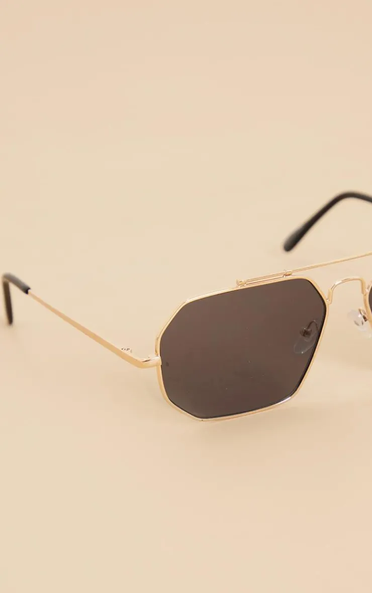 PrettyLittleThing Aviator Sunglasses*Slim Gold Hardware Aviator Sunglasses