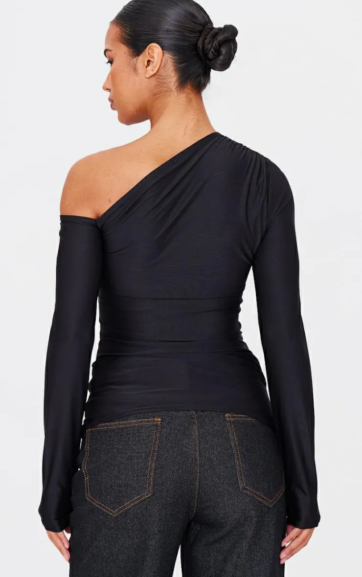 PrettyLittleThing Christmas Shop*Slinky Asymmetric Longline Top
