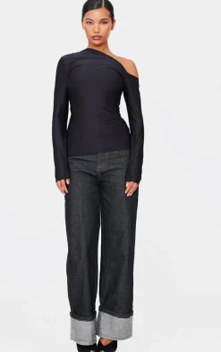PrettyLittleThing Christmas Shop*Slinky Asymmetric Longline Top