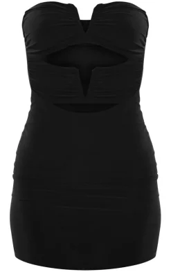 Slinky Bandeau V Bar Detail Cut Out Bodycon Dress-PrettyLittleThing