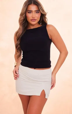 PrettyLittleThing Sleeveless Tops*Slinky Boatneck Sleeveless Top