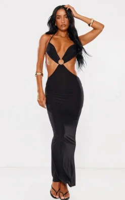 Slinky Cut Out Halterneck Maxi Dress-PrettyLittleThing Best