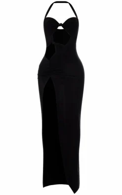 Slinky Cut Out Knot Detail Split Maxi Dress-PrettyLittleThing Sale