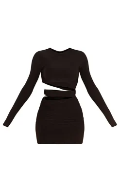 Slinky Cut Out Waist Ring Detail Bodycon Dress-PrettyLittleThing Hot